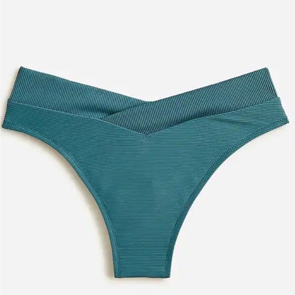 J.Crew Sage Green Ribbed Cross Front Cheeky Bikini Bottom Womens Size 3X NEW - Picture 1 of 13